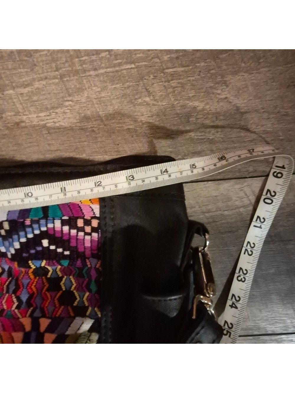 Colorful Patterned Black Leather Women's Bag - Picture 12 of 15